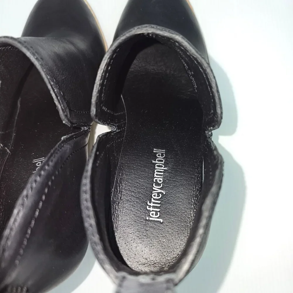 Jeffrey Campbell Rosalee Western Ankle Bootie Womens 8 Black Leather Heel NEW